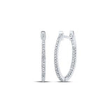 Sterling Silver Round Diamond Hoop Earrings 1/4Cttw White
