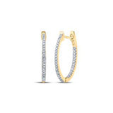 Sterling Silver Round Diamond Hoop Earrings 1/4Cttw Yellow