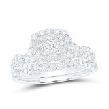 1Ctw-Dia Nke 1/5Ct-Cpr Bridal Set Double Halo