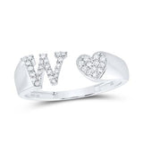 1/6Ctw-Dia Initial W Ladies Heart Ring White
