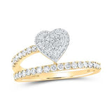 10K Gold Round Diamond Heart Band Ring 1/2Cttw