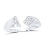 10k Gold Initial "A" Ladies Clover Ring 1/10 CTW-DIA