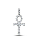 10K Gold Round Diamond Ankh Cross Charm Pendant 1/5 Cttw