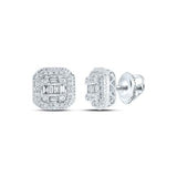 14K Gold Baguette Diamond Cluster Earrings 3/8Cttw