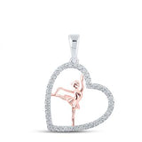 10K Gold Diamond Ballerina Heart Pendant 1/3 Cttw White/Rose
