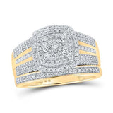10K Gold Round Diamond Wedding Ring Set 3/4 Cttw