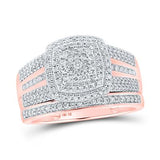 10K Gold Round Diamond Wedding Ring Set 3/4 Cttw