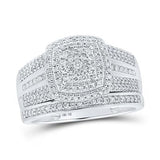 10K Gold Round Diamond Wedding Ring Set 3/4 Cttw