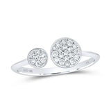 10K White Gold Round Diamond Bisect Circle Band Ring 1/5 Cttw White
