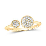 10K White Gold Round Diamond Bisect Circle Band Ring 1/5 Cttw Yellow