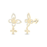 10K Yellow Gold Butterfly Dangling Earring 1/2Ctw Dia