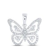 10K Round Diamond Butterfly Pendant 3/8Cttw