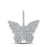 10K Gold Round Diamond Butterfly Pendant 1-1/2 Cttw White