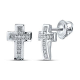 10k White Gold Diamond Cross Earrings 1/10 CTTW