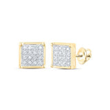10K Gold Diamond Square Earrings 1/10 Cttw