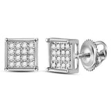 10K Gold Diamond Square Earrings 1/10 Cttw