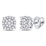 10K Yellow Gold Round Diamond Fashion Cluster Earrings 1/4 Cttw White