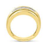 14K Yellow Gold Round Diamond Wedding Channel Set Band Ring 1/2 Cttw