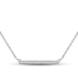 10K Yellow Gold Round Diamond Horizontal Bar Pendant Necklace 1/10 Cttw