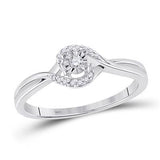 1K White Gold Round Diamond Solitaire Promise Ring 1/10 Cttw