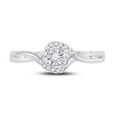 1K White Gold Round Diamond Solitaire Promise Ring 1/10 Cttw
