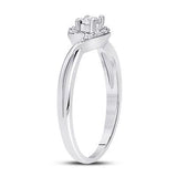 1K White Gold Round Diamond Solitaire Promise Ring 1/10 Cttw