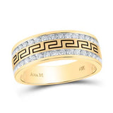 14K Gold Round Diamond Grecco Wedding Anniversary Band 3/4 Cttw Yellow