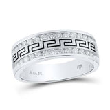 14K Gold Round Diamond Grecco Wedding Anniversary Band 3/4 Cttw White