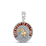10K Yellow Gold Baguette Goat Pendant 1-7/8 Cttw