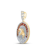 10K Yellow Gold Baguette Goat Pendant 1-7/8 Cttw