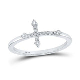 10K Gold Round Diamond Cross Ring 1/10 Cttw White