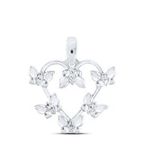 Yellow-Tone Sterling Silver Diamond Butterfly Heart Pendant 1/20 CTTW