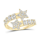 10K Gold Round Diamond Star Cuff Band  Yellow