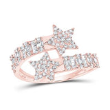 10K Gold Round Diamond Star Cuff Band  Rose