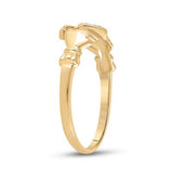 10K White Gold Round Diamond Claddagh Heart Ring .02 Cttw