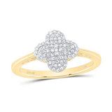 10K Gold Clover Ring 1/5 Ctw-Dia