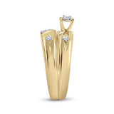 10K Gold Round Diamond Matching Wedding Ring Set 1/5 Cttw