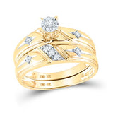 10K Gold Round Diamond Matching Wedding Ring Set 1/5 Cttw
