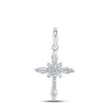 10K Gold Round Diamond Cross Pendant 1/6 Cttw White