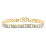 10K Yellow Gold Round Diamond Cuban Link Bracelet 1-3/4 Cttw