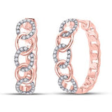 10K Gold Diamond Cuban Curb Link Hoop Earrings 1/5 Cttw