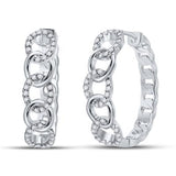 10K Gold Diamond Cuban Curb Link Hoop Earrings 1/5 Cttw