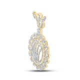 10K Yellow Gold Baguette Diamond Cuban Link Crown Pendant 1-7/8 Cttw