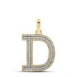 10K Two-Tone Gold Round Diamond D Initial Pendant 1/2 Cttw Yellow/White