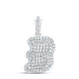 10Kt Gold Round Diamond B Initial Pendant 1/4Cttw White