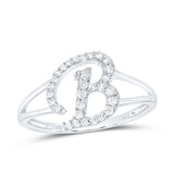 10K Gold Ladies Initial B Ring 1/5Ctw-Dia White