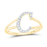 10K Gold Ladies Initial C Ring 1/5Ctw-Dia Yellow