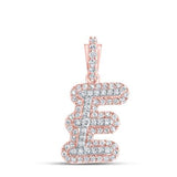 10K Gold Round Diamond E Initial Letter Pendant 1/5 Cttw Rose