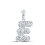 10K Gold Round Diamond E Initial Letter Pendant 1/5 Cttw White