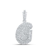 10K Yellow Gold Round Diamond G Initial Letter Pendent 1/5 Cttw